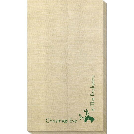 Corner Text with Christmas Reindeer Design Bamboo Luxe Guest Towels